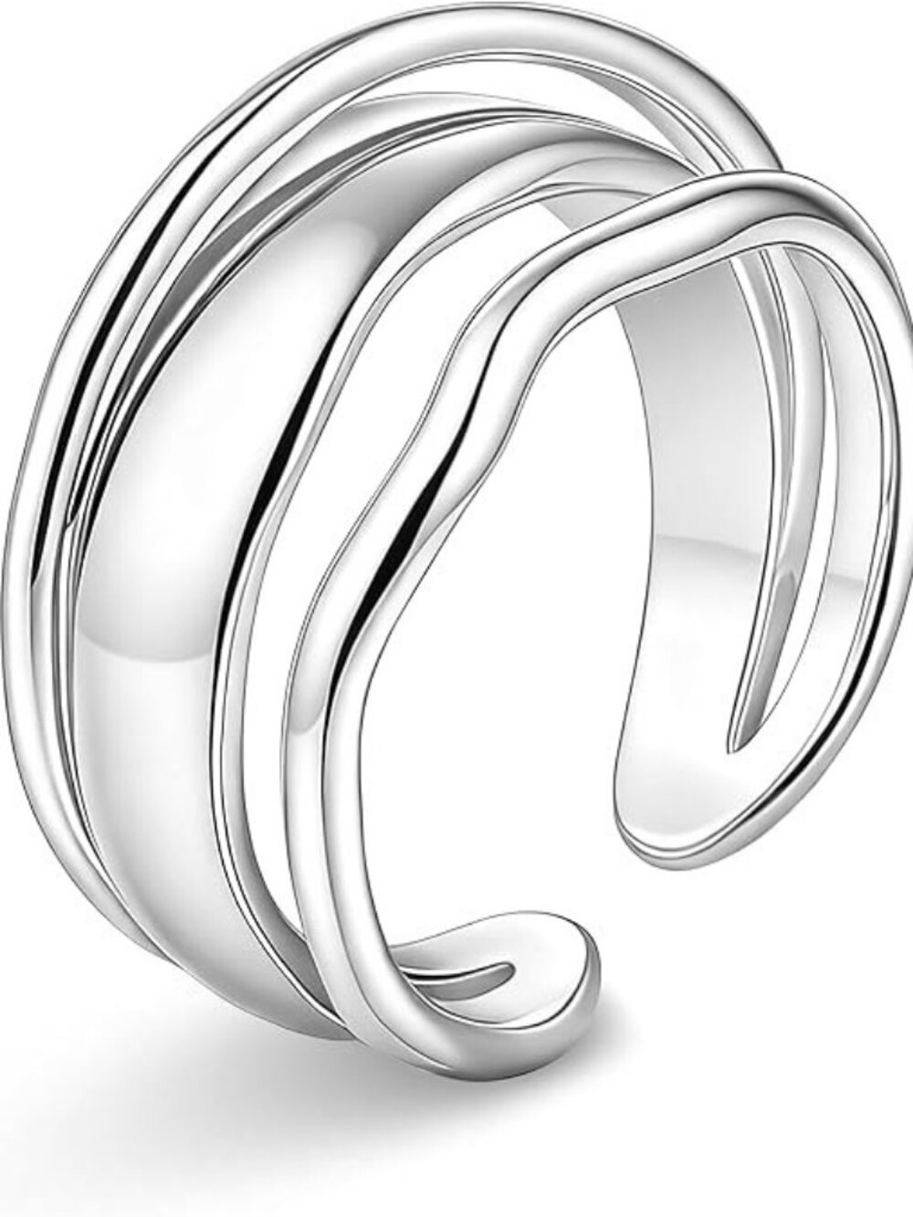 Crinkle Fold Ring Sterling Silver Adjustable Open Knuckle Thumb Ring